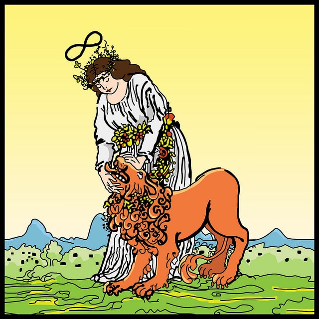 Strength Tarot Planet Dharma- Integrating the shadow, Tarot Card